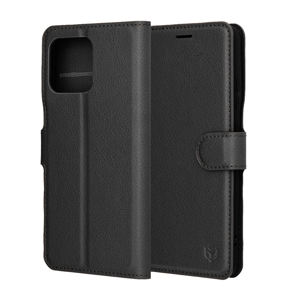 Custodia per Motorola Edge 70, Techsuit, Leather Folio, Nera