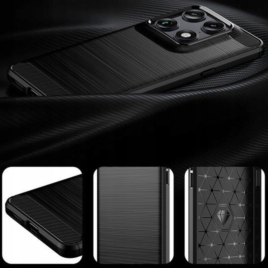 Custodia per Motorola Edge 70 Ultra / Signature, Techsuit, Carbonio, Nera