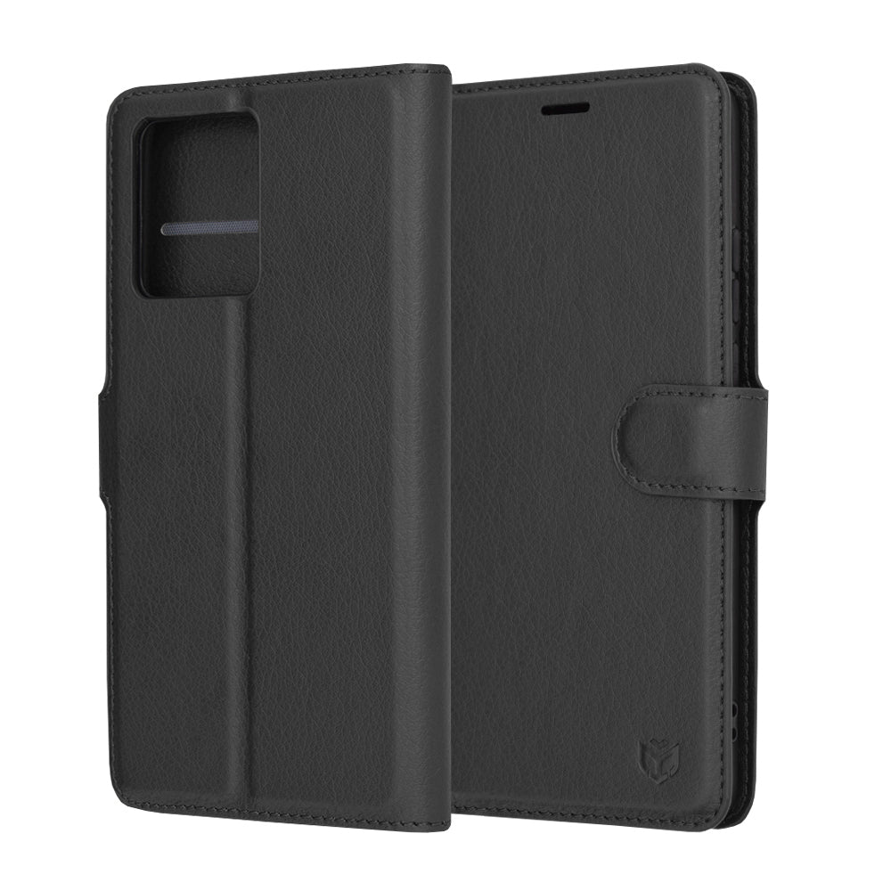 Custodia per Motorola Moto G86, Techsuit, Leather Folio, Nera