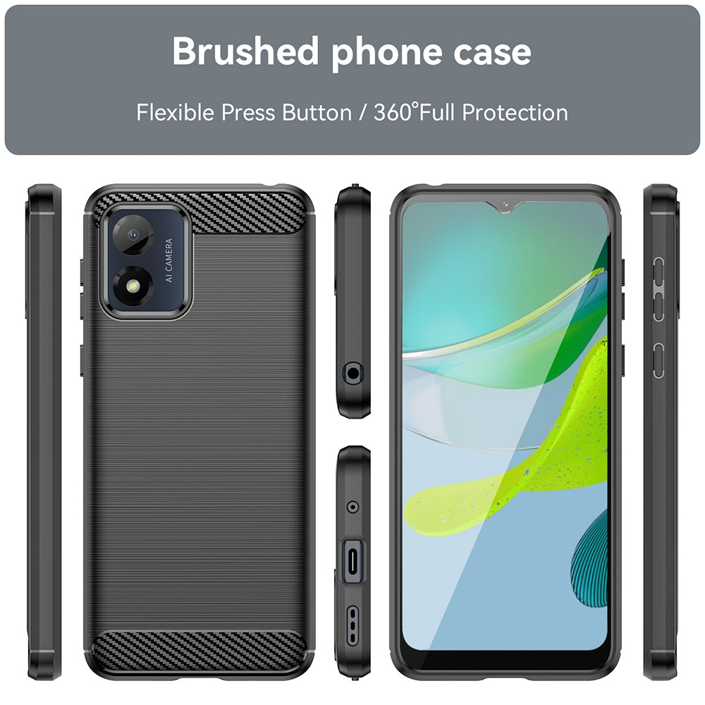 Custodia per Motorola Moto E13, Techsuit, Carbonio, Nera