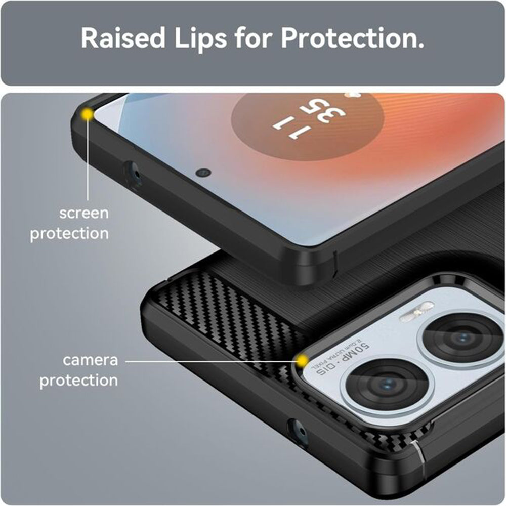 Custodia per Motorola Moto E15 / G05, Techsuit, Carbonio, Nera