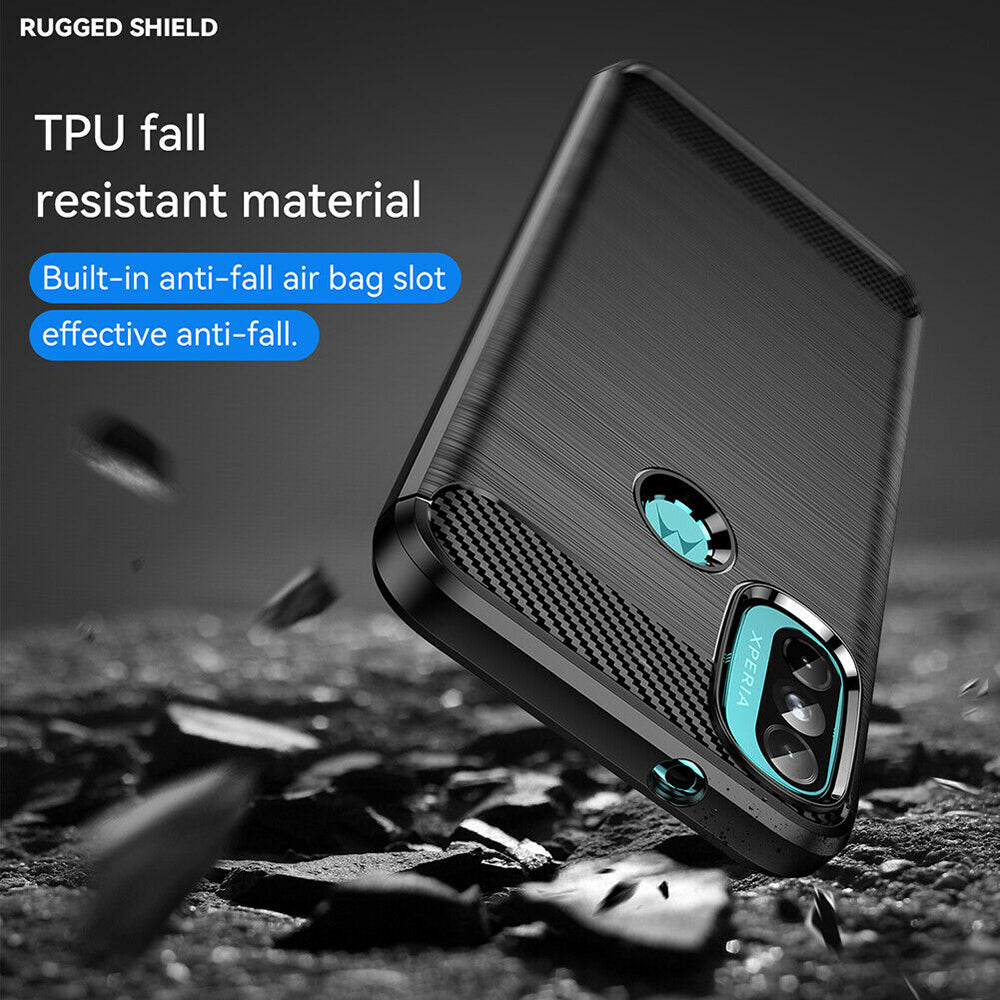 Custodia per Motorola Moto E40 / E30 / E20, Techsuit, Carbonio, Nera