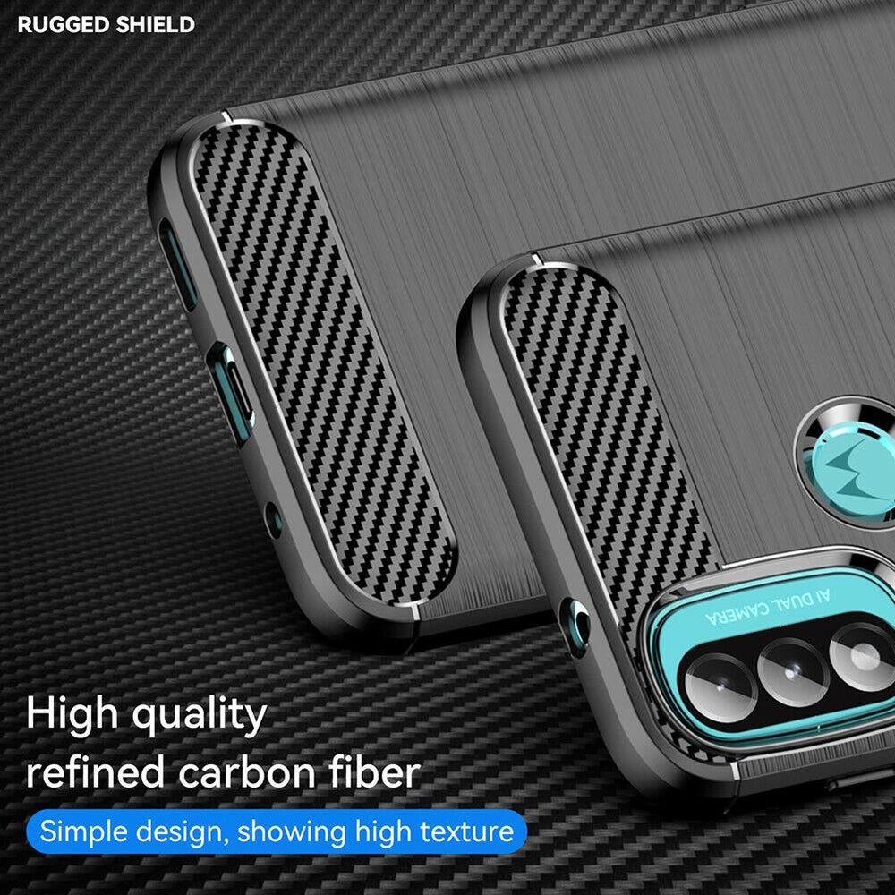 Custodia per Motorola Moto E40 / E30 / E20, Techsuit, Carbonio, Nera