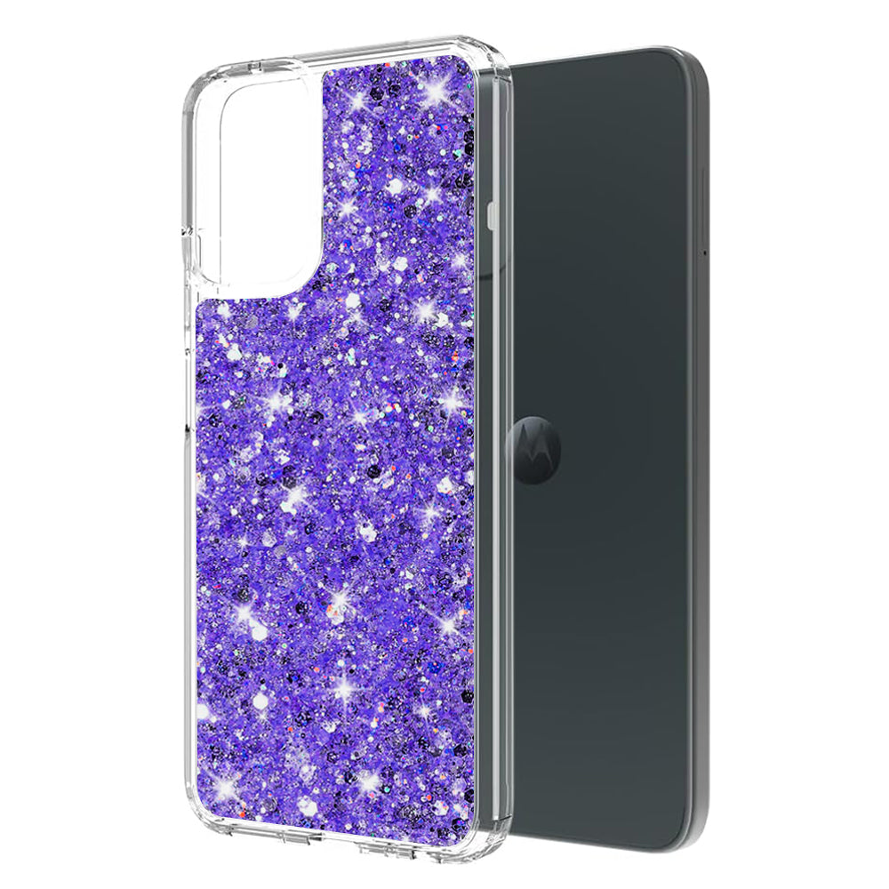 Custodia per Motorola Moto G45 / G34, Techsuit, Sparkly Glitter, Viola
