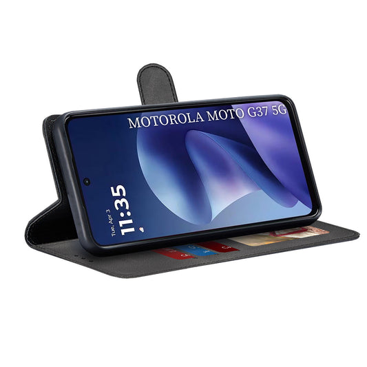 Custodia per Motorola Moto G47 / G37 Power / G37, Techsuit, Diary Book, Nera