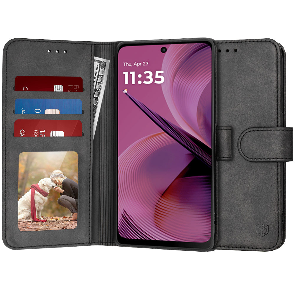 Custodia per Motorola Moto G55, Techsuit, Diary Book, Nera