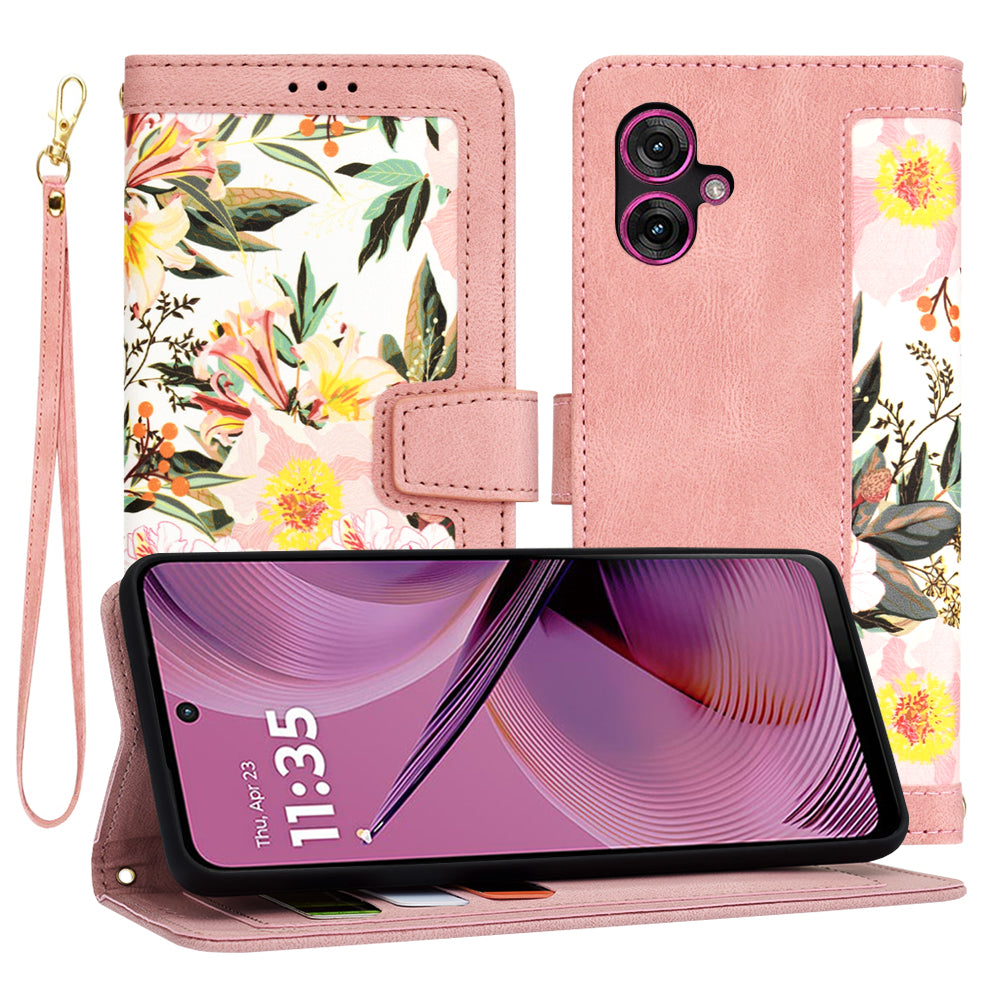 Custodia per Motorola Moto G55, Techsuit, FlipCraft, Rosa