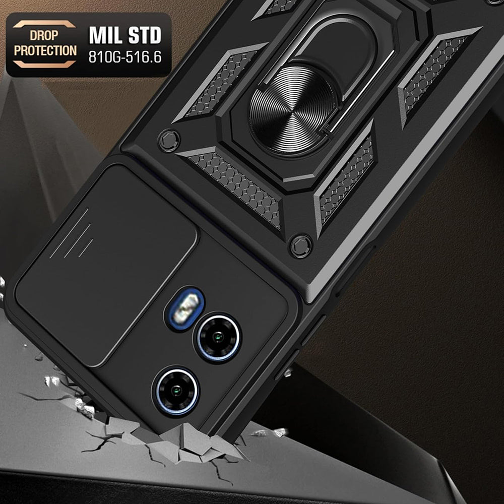 Custodia per Motorola Moto G67 Power / G57 Power, Techsuit, CamShield, Nera