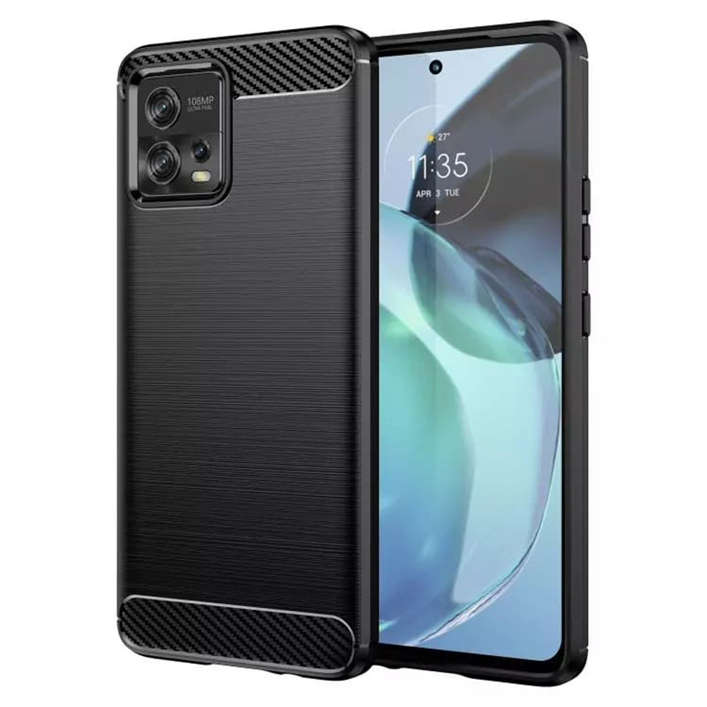 Custodia per Motorola Moto G72, Techsuit, Carbonio, Nera