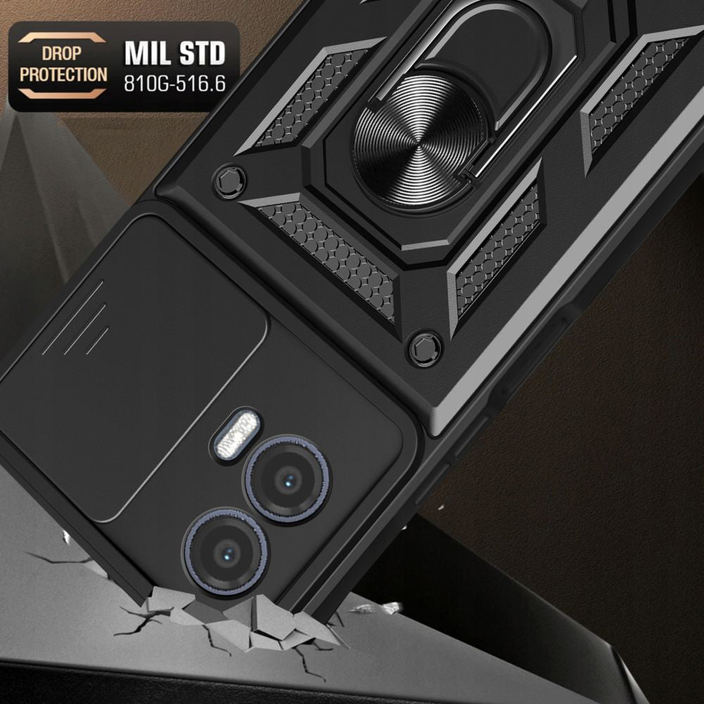 Custodia per Motorola Moto G73, Techsuit, CamShield, Nera