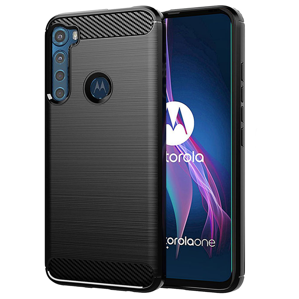 Custodia per Motorola One Fusion+, Techsuit, Carbonio, Nera