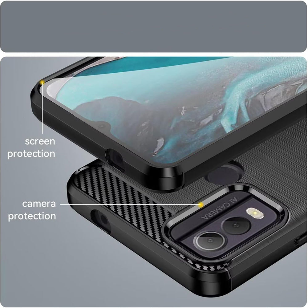 Custodia per Nokia C22, Techsuit, Carbonio, Nera