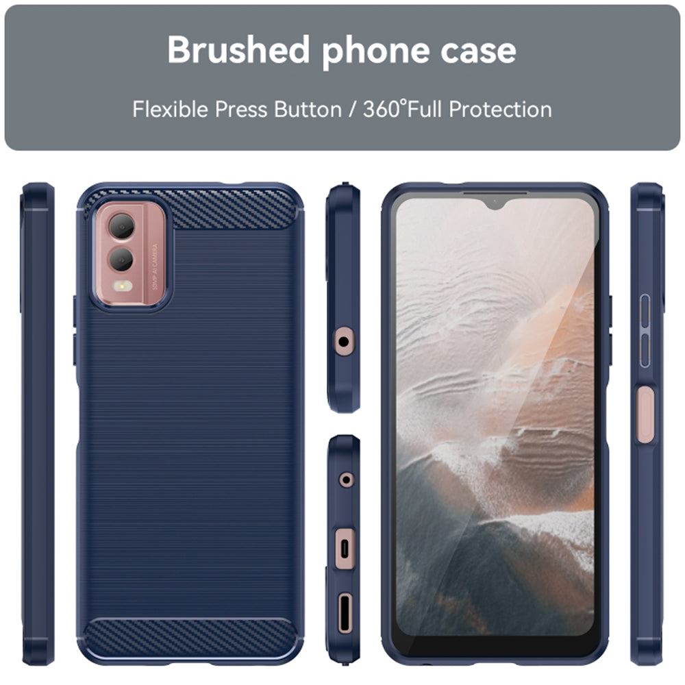 Custodia per Nokia C32, Techsuit, Carbonio, Blu
