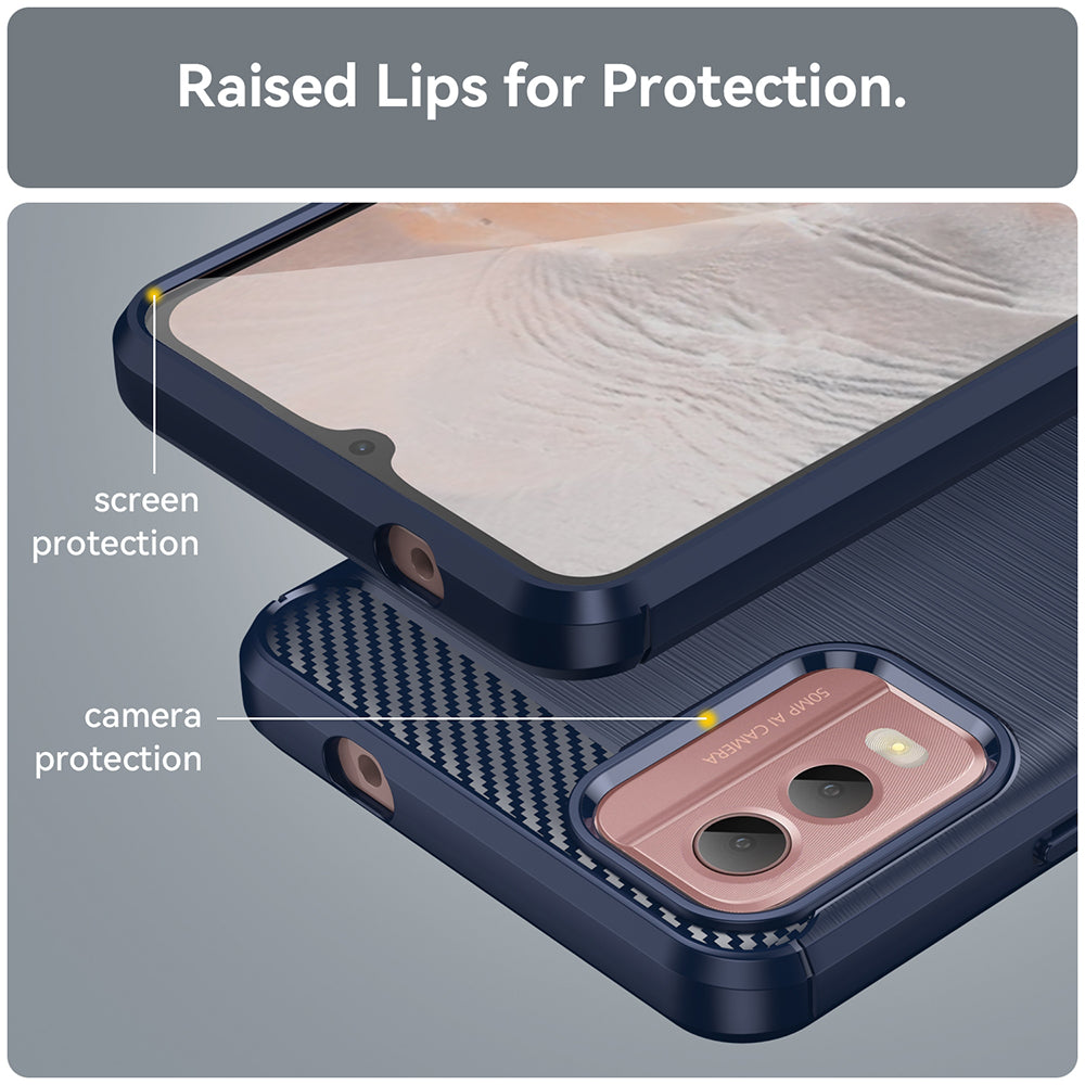 Custodia per Nokia C32, Techsuit, Carbonio, Blu