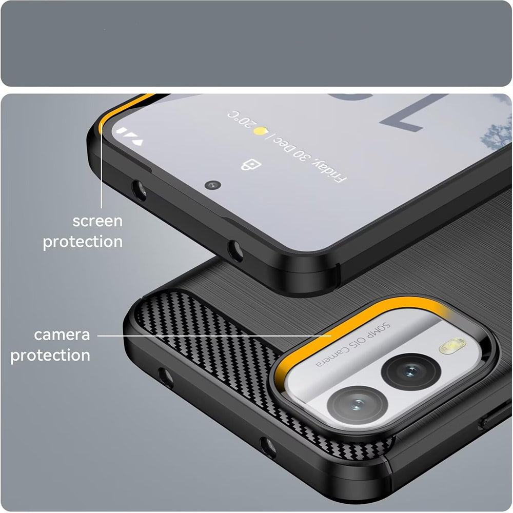 Custodia per Nokia X30, Techsuit, Carbonio, Nera