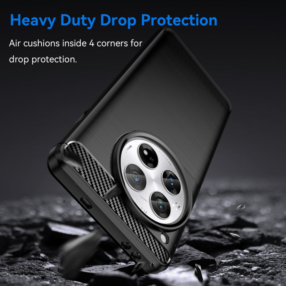 Custodia per OnePlus 12R, Techsuit, Carbonio, Nera