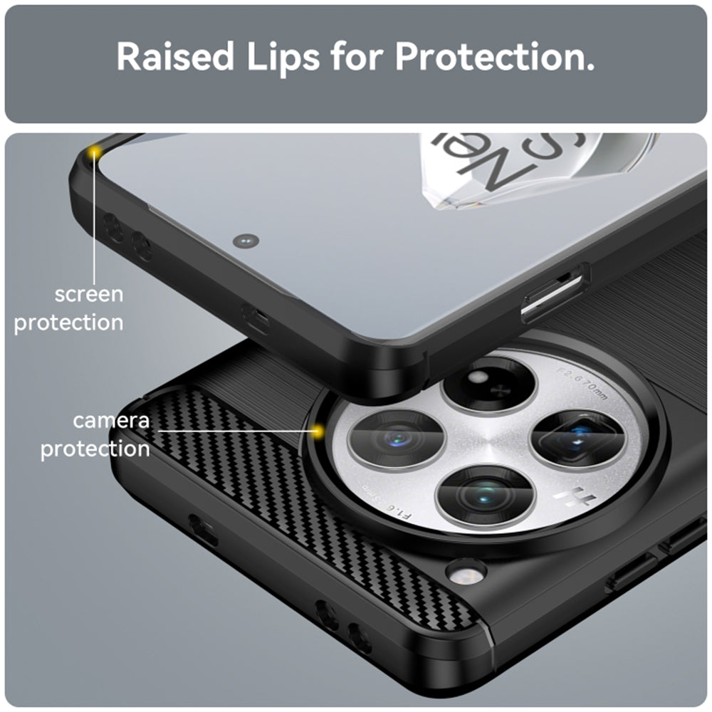 Custodia per OnePlus 12R, Techsuit, Carbonio, Nera
