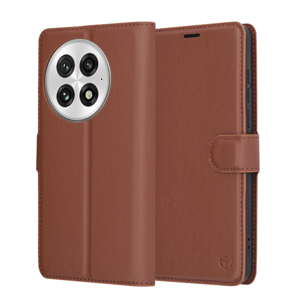 Custodia per OnePlus 13, Techsuit, Leather Folio, Marrone