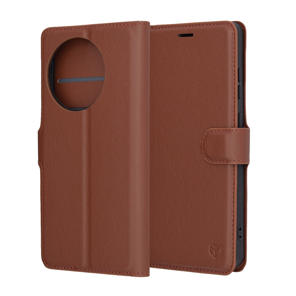 Custodia per OnePlus 13R, Techsuit, Leather Folio, Marrone