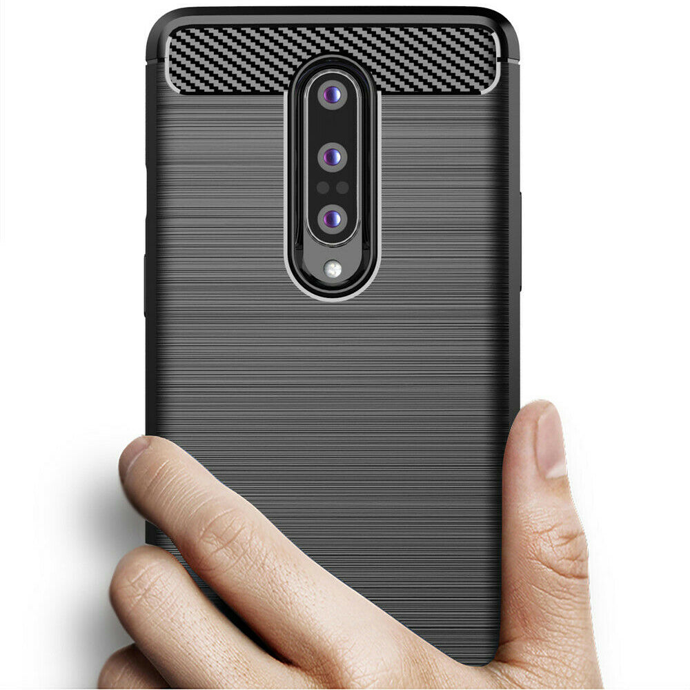 Custodia per OnePlus 8, Techsuit, Carbonio, Nera