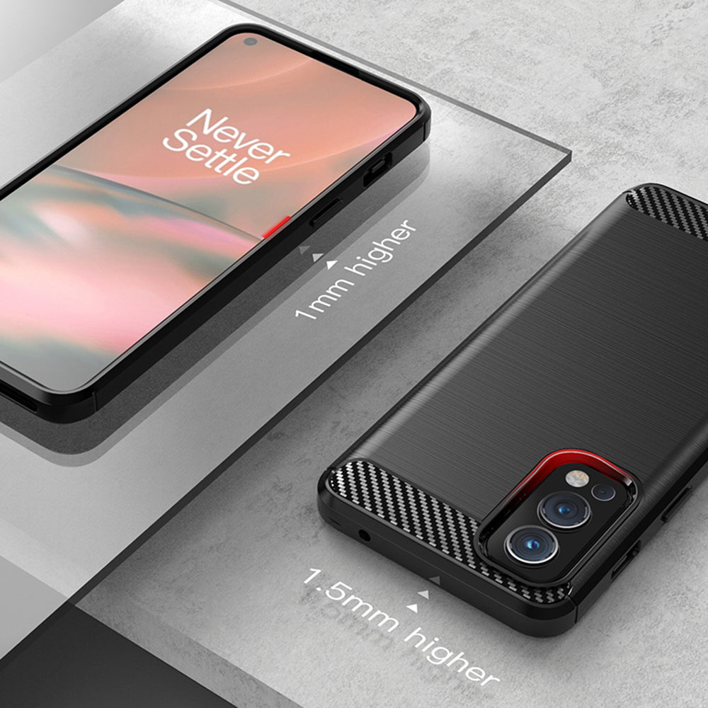 Custodia per OnePlus Nord 2 5G, Techsuit, Carbonio, Nera