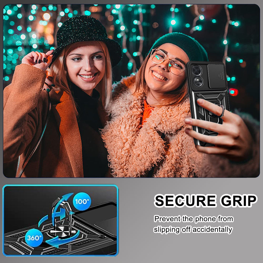 Custodia per Oppo A17, Techsuit, CamShield, Nera