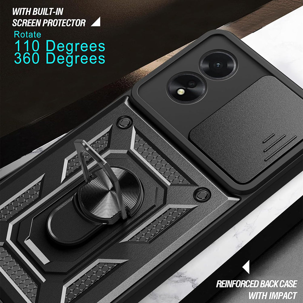 Custodia per Oppo A18 / A38, Techsuit, CamShield, Nera