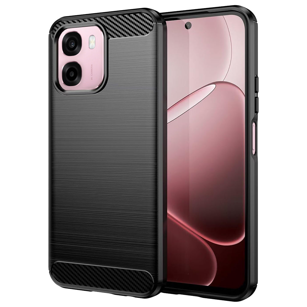 Custodia per Oppo A6 4G, Techsuit, Carbonio, Nera