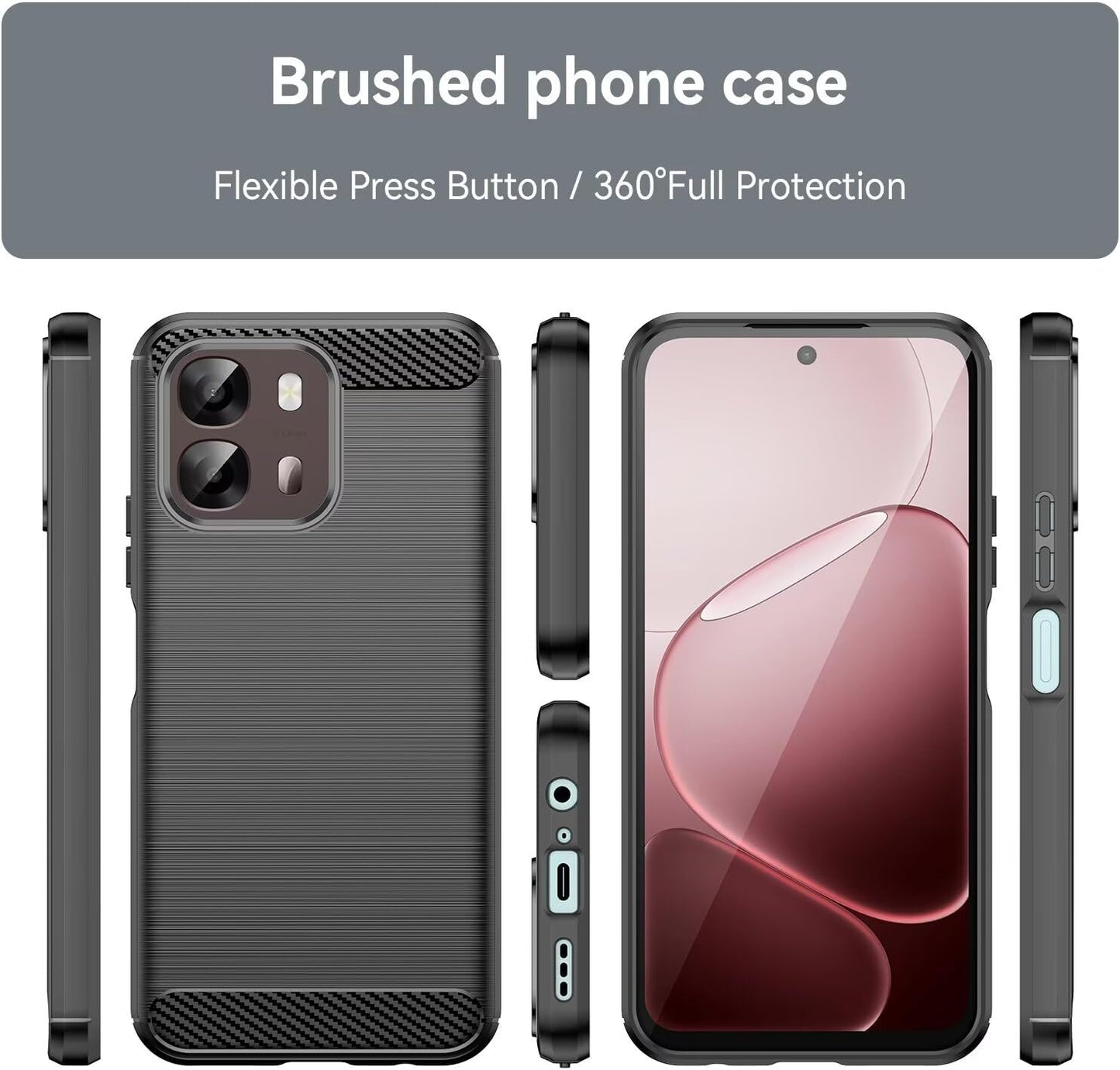 Custodia per Oppo A6 4G, Techsuit, Carbonio, Nera