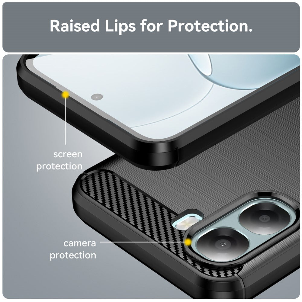 Custodia per Oppo A6x 4G / A6x, Techsuit, Carbonio, Nera