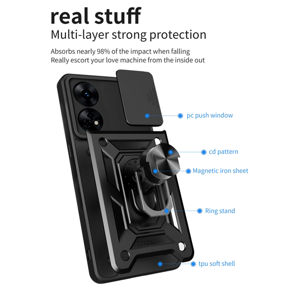 Custodia per Oppo A78 4G, Techsuit, CamShield, Nera