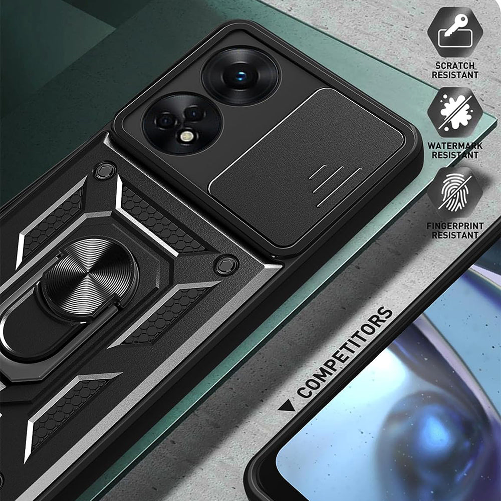 Custodia per Oppo A98, Techsuit, CamShield, Nera