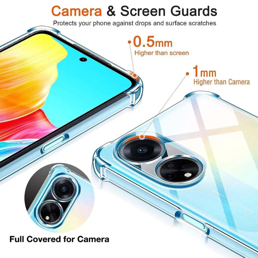Custodia per Oppo A98, Techsuit, Shockproof Clear, Trasparente
