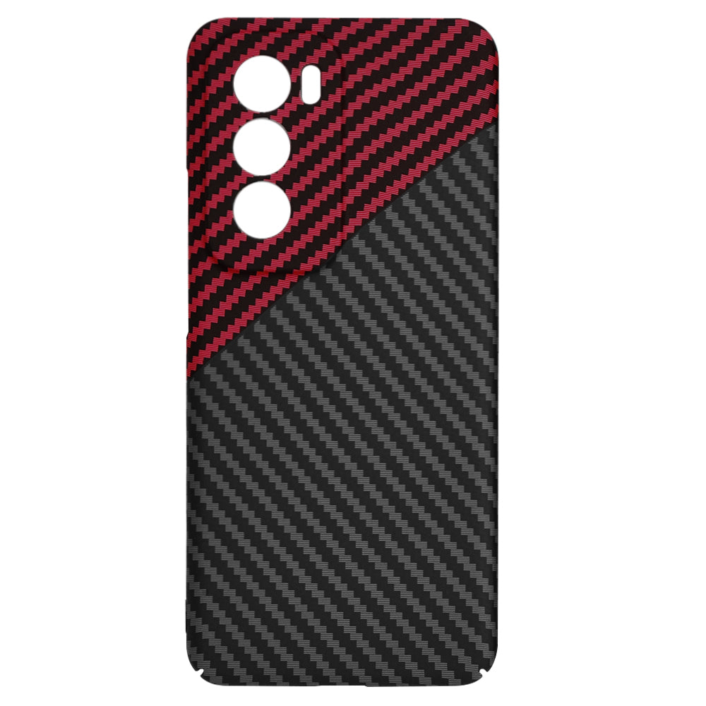 Custodia per Oppo Reno12, Techsuit, Carbonite FiberShell, Nero Rosso