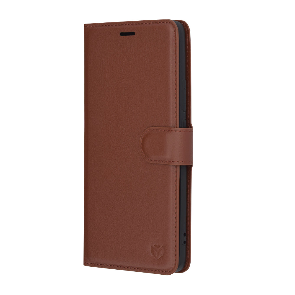 Custodia per Oppo Reno12, Techsuit, Leather Folio, Marrone