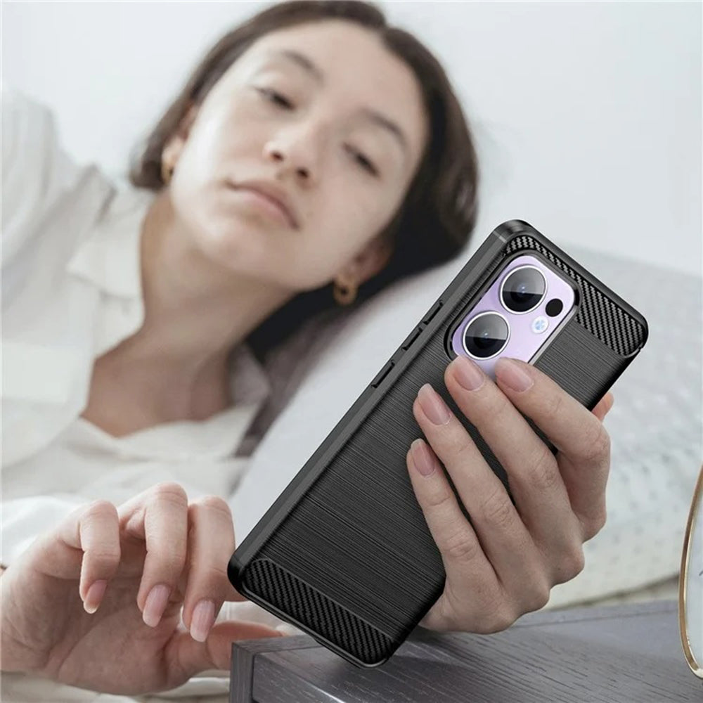 Custodia per Oppo Reno13 Pro, Techsuit, Carbonio, Nera