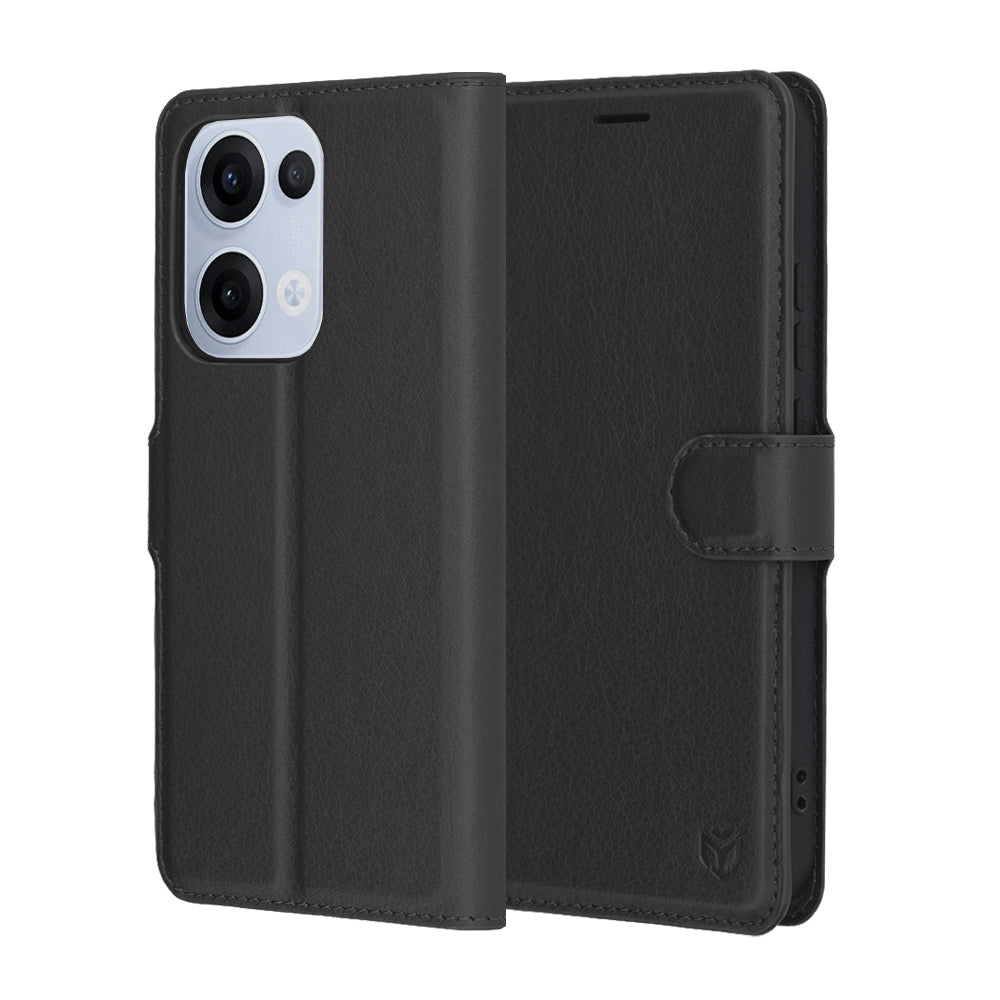 Custodia per Oppo Reno13, Techsuit, Leather Folio, Nera