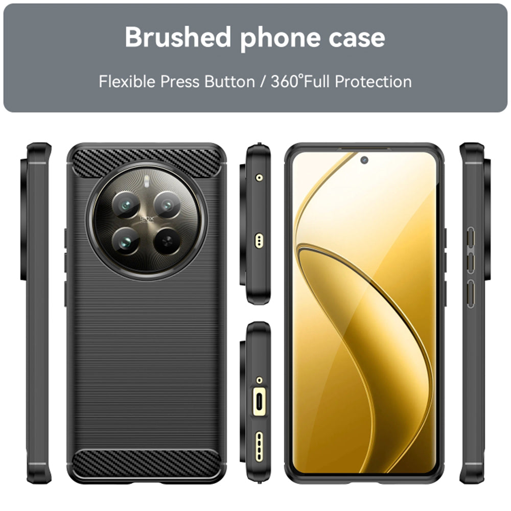 Custodia per Realme 12 Pro / 12 Pro+, Techsuit, Carbonio, Nera