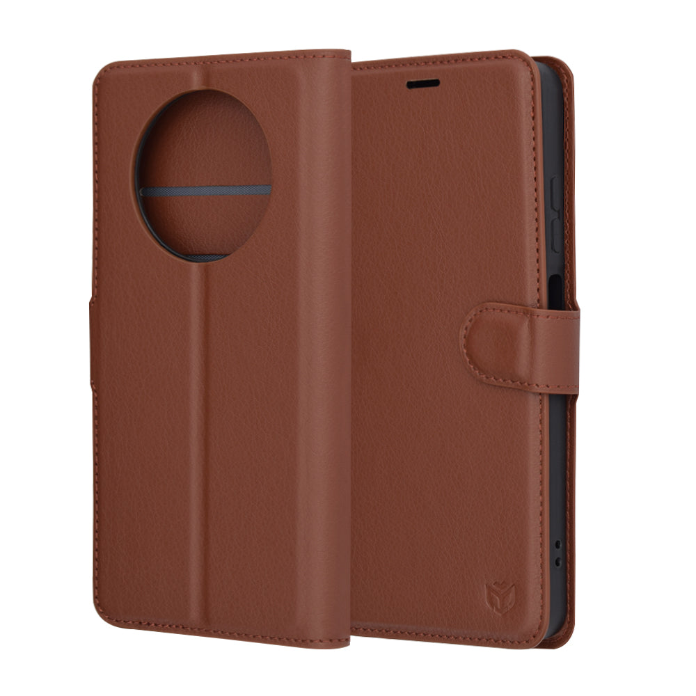 Custodia per Realme 12x / 12, Techsuit, Leather Folio, Marrone