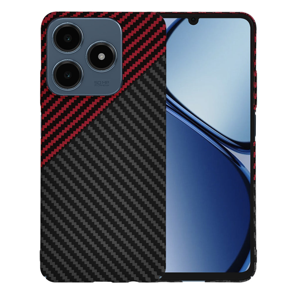 Custodia per Realme C63 / C61, Techsuit, Carbonite FiberShell, Nero Rosso