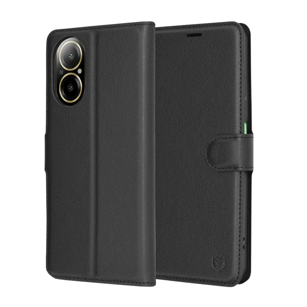Custodia per Realme C67 4G, Techsuit, Leather Folio, Nera
