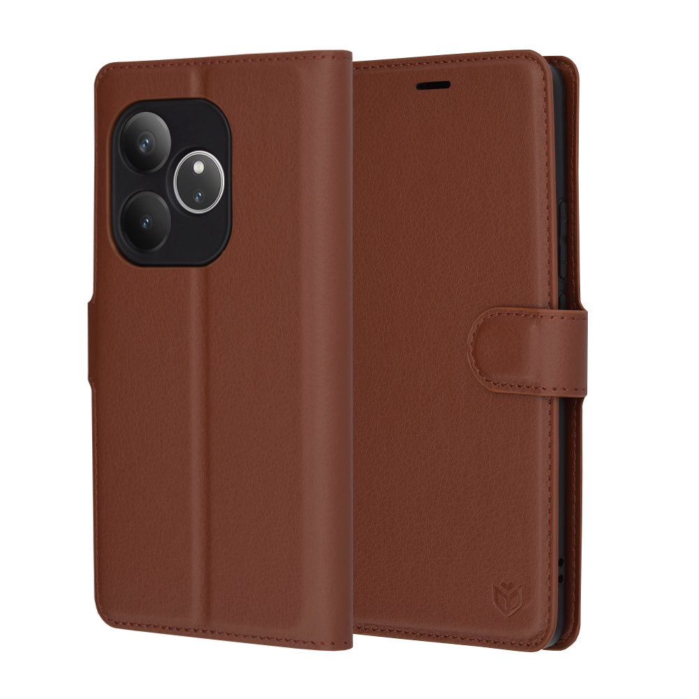 Custodia per Realme GT 6T / GT 6, Techsuit, Leather Folio, Marrone