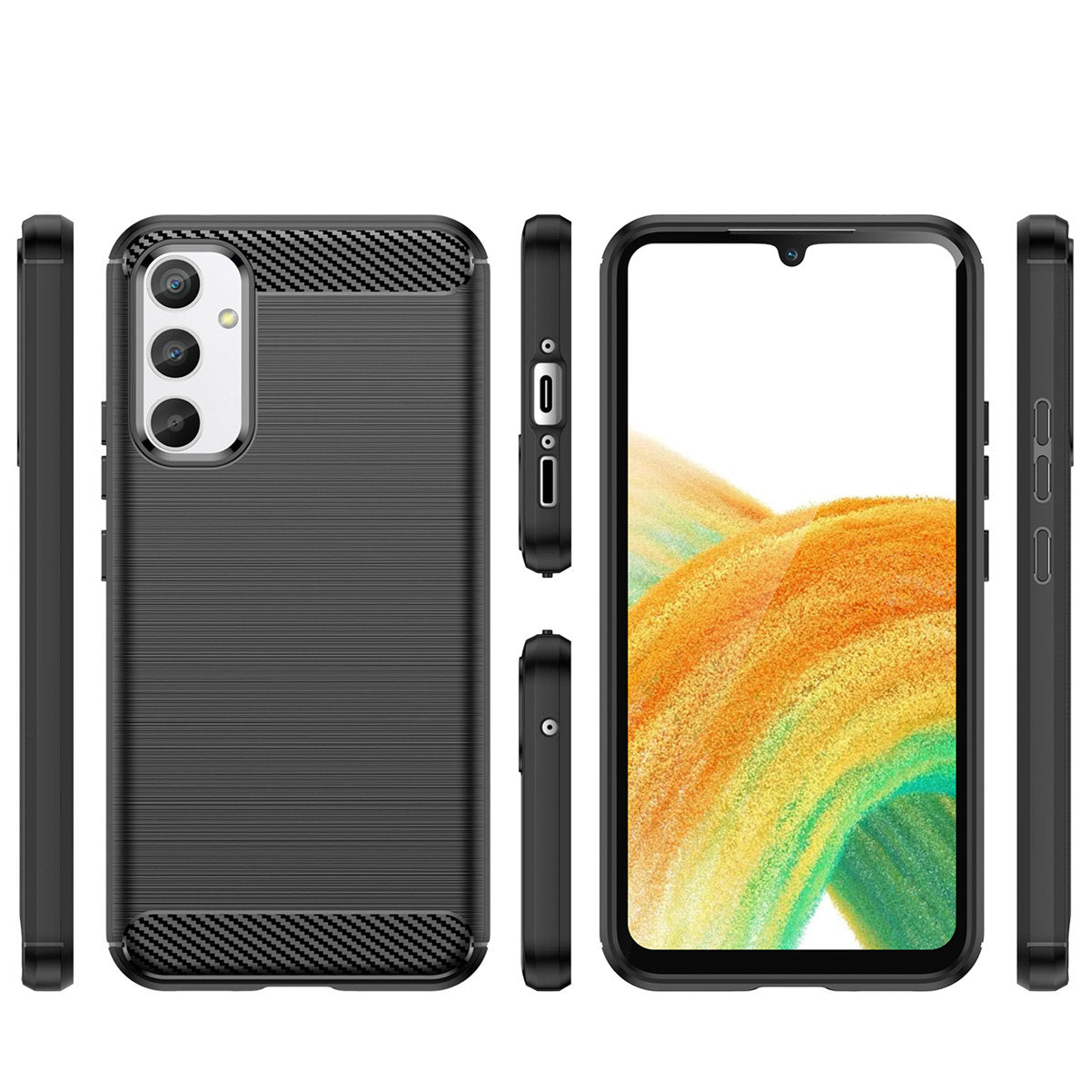 Custodia per Samsung Galaxy A34 A346, OEM, Carbonio, Nera