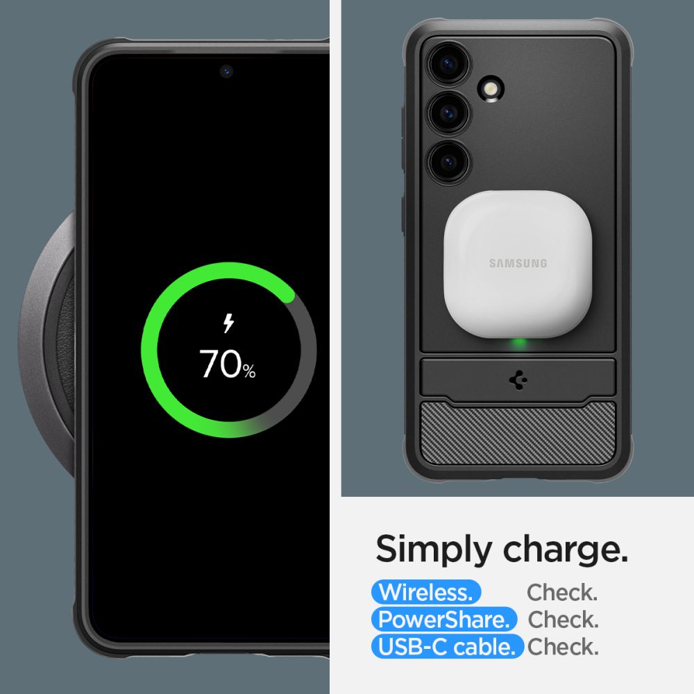 Custodia per Samsung Galaxy S24 S921, Spigen, Rugged Armour, Nero ACS07346