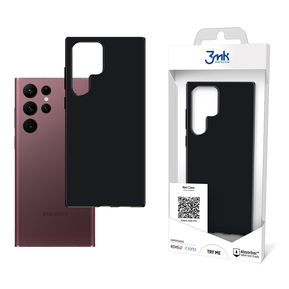 Custodia per Samsung Galaxy S22 Ultra 5G S908, 3MK, Nera Opaca