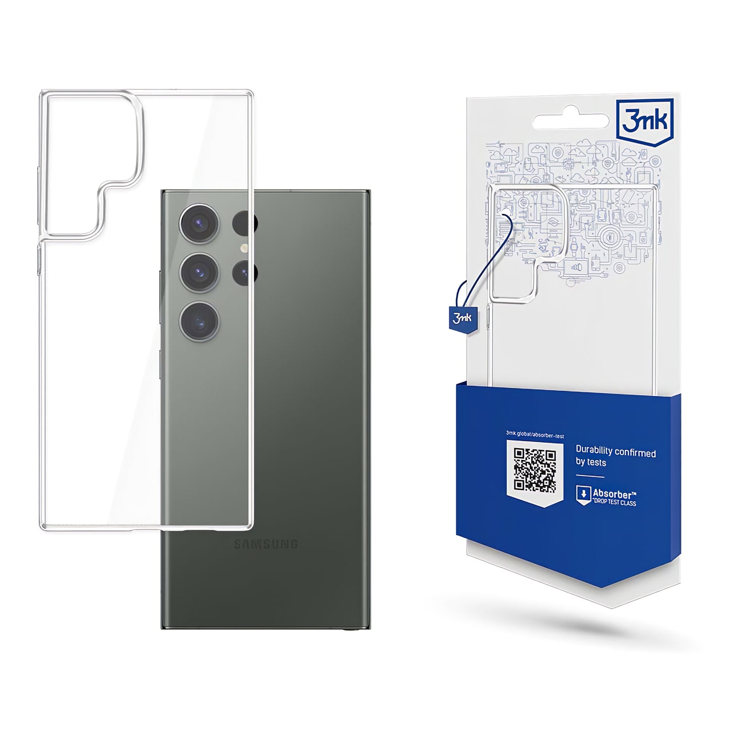 Custodia per Samsung Galaxy S23 Ultra S918, 3MK, chiara, trasparente