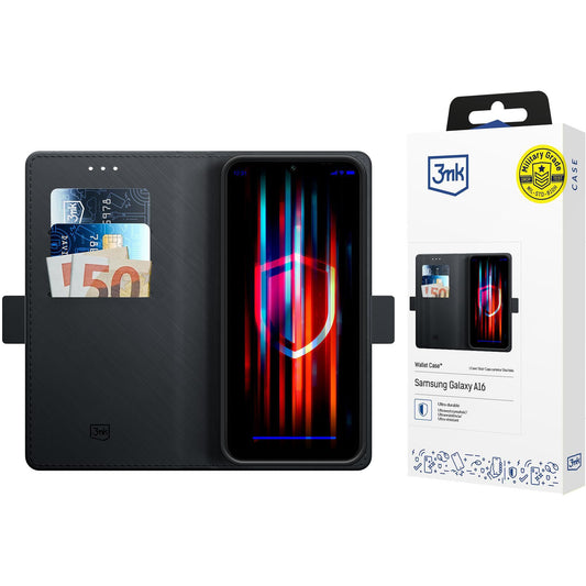 Custodia per Samsung Galaxy A16 5G A166 / A16 4G A165, 3MK, portafoglio, nero