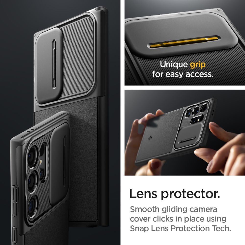 Custodia per Samsung Galaxy S24 Ultra S928, Spigen, OPTIK ARMOR, Nera ACS07313