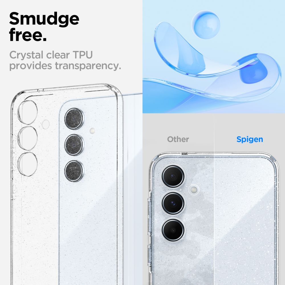 Custodia per Samsung Galaxy A55 5G A556, Spigen, Cristallo liquido Glitter, Trasparente ACS07538