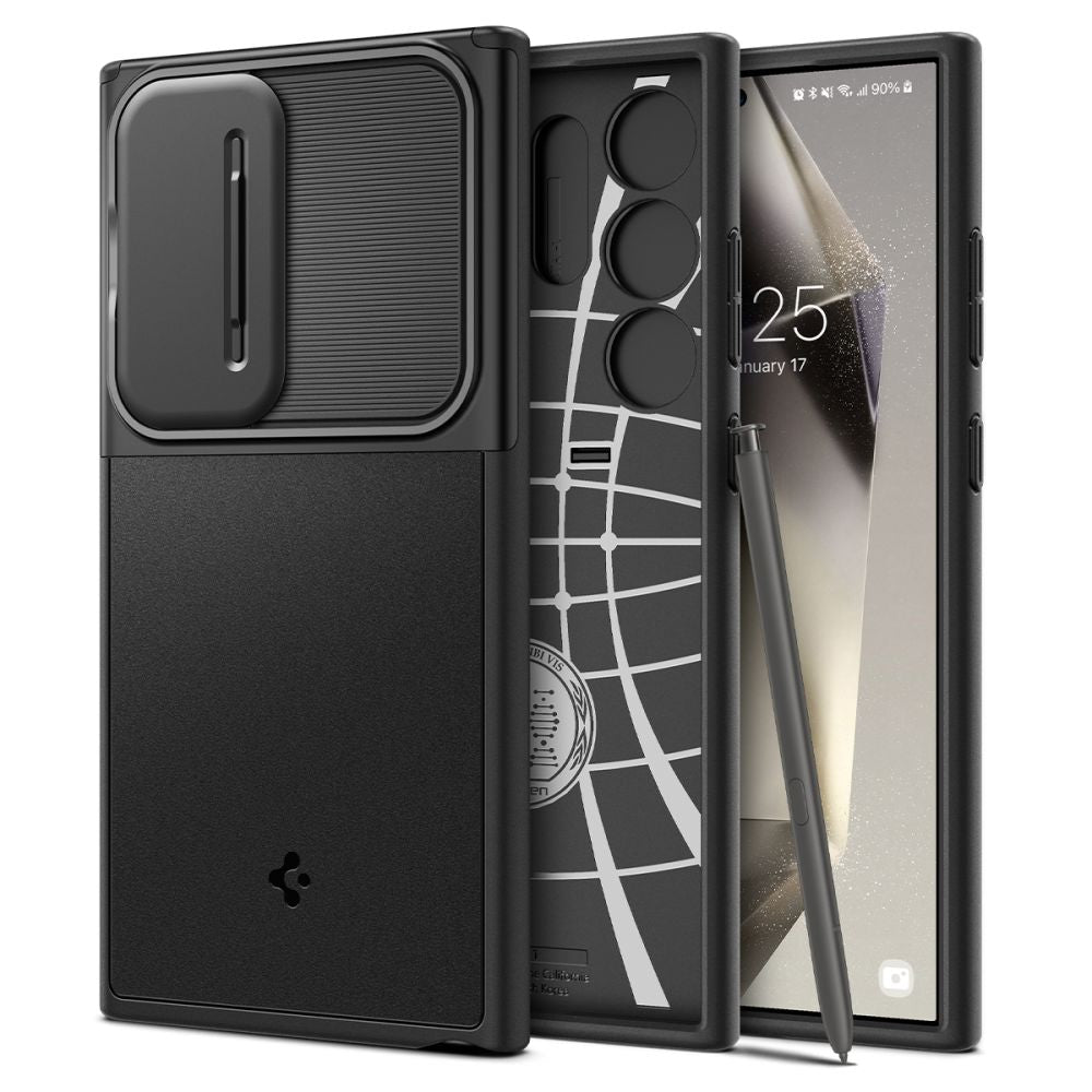 Custodia per Samsung Galaxy S24 Ultra S928, Spigen, OPTIK ARMOR, Nera ACS07313